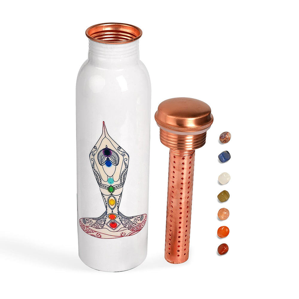 Bliss - Beyond Seven Chakra Copper Bottle Set - 32 Oz. White - Multi-Colour
