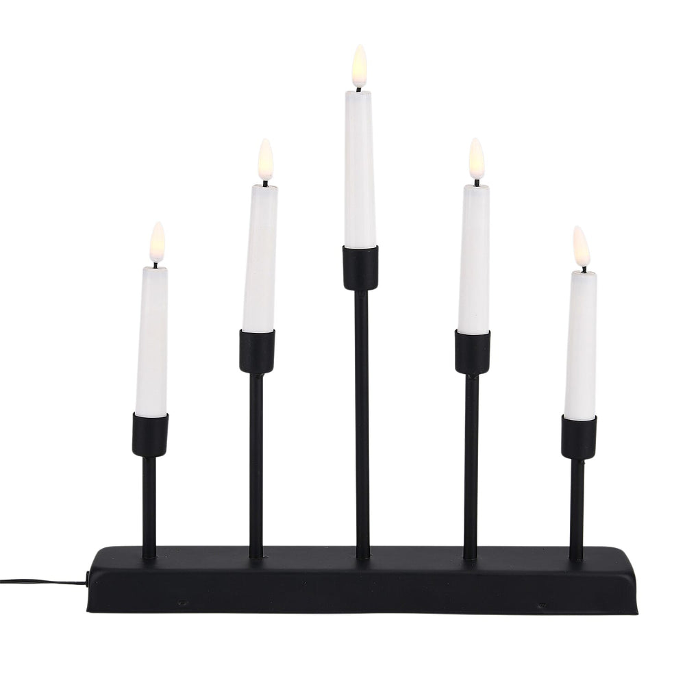 LOWEST EVER PRICE - 5L Warm White LED Candle Light with Iron Stand Candlestick (32 CM) - Black - White