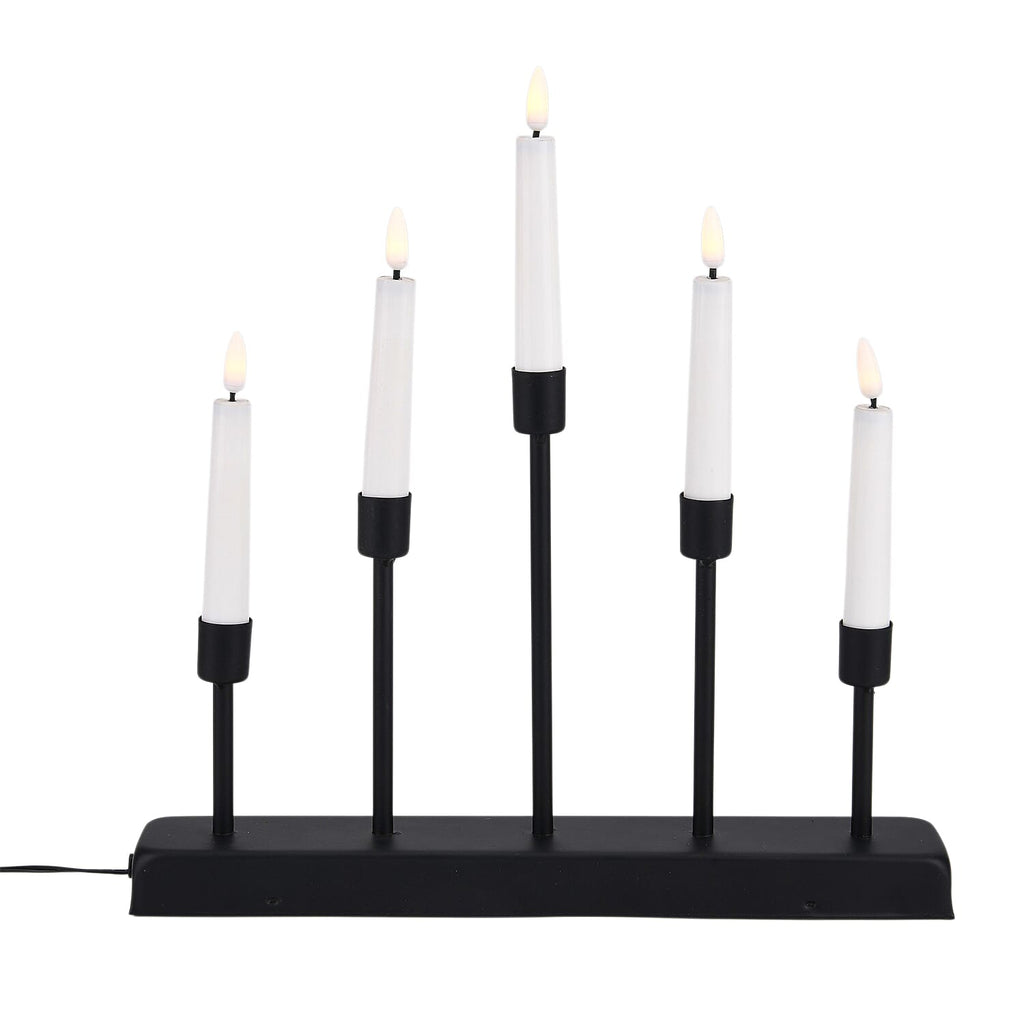 LOWEST EVER PRICE - 5L Warm White LED Candle Light with Iron Stand Candlestick (32 CM) - Black - White