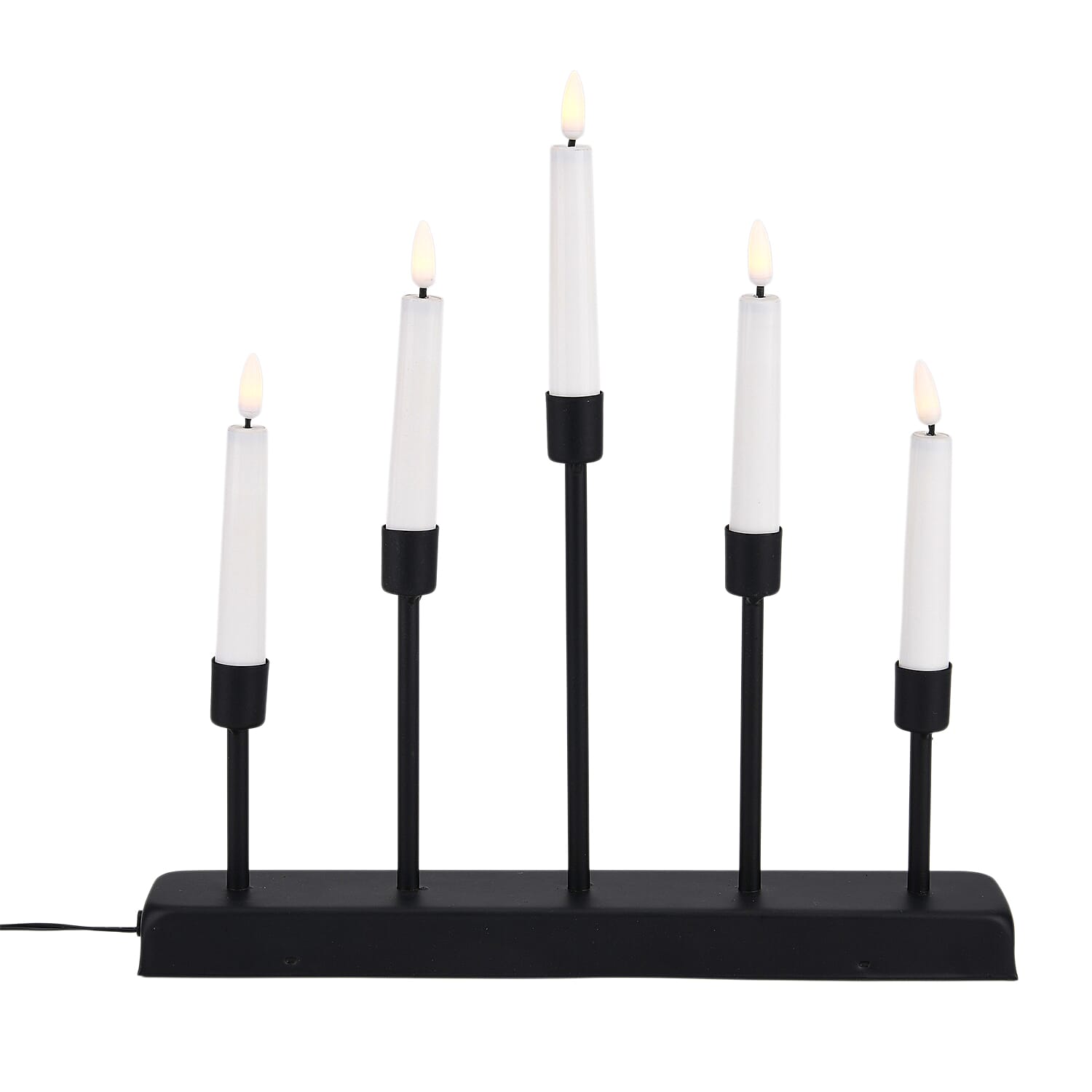 LOWEST EVER PRICE - 5L Warm White LED Candle Light with Iron Stand Candlestick (32 CM) - Black - White