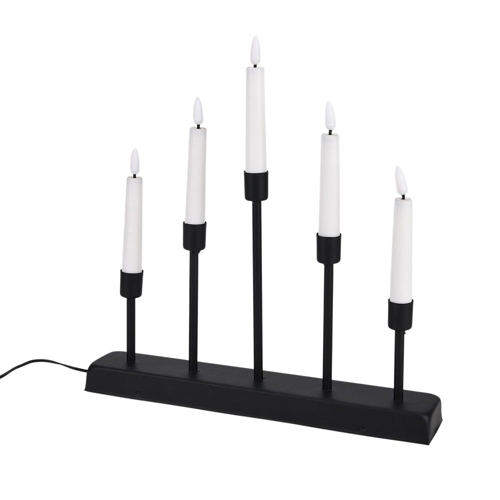 LOWEST EVER PRICE - 5L Warm White LED Candle Light with Iron Stand Candlestick (32 CM) - Black - White