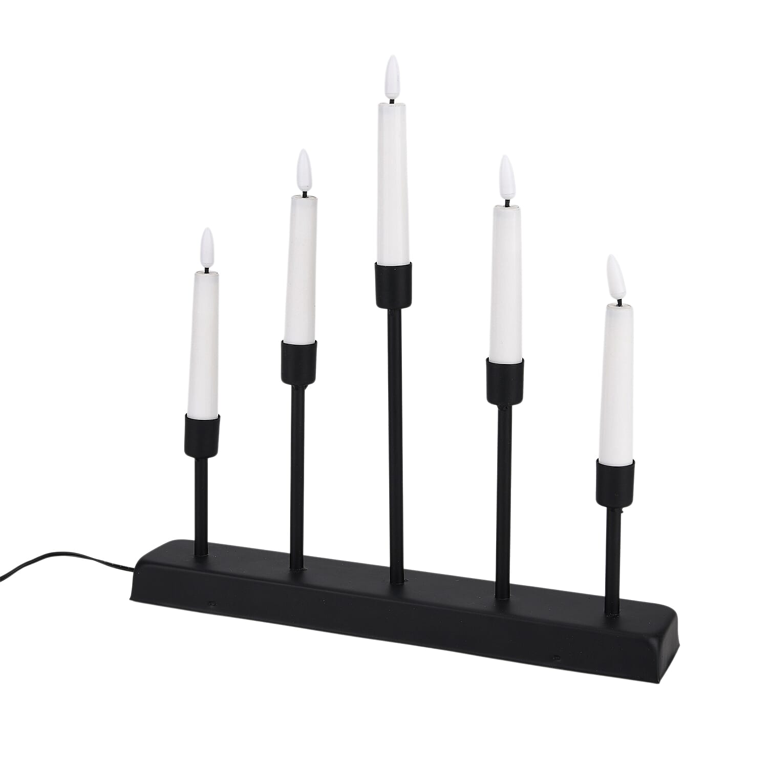 LOWEST EVER PRICE - 5L Warm White LED Candle Light with Iron Stand Candlestick (32 CM) - Black - White