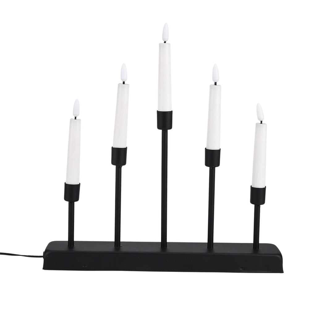 LOWEST EVER PRICE - 5L Warm White LED Candle Light with Iron Stand Candlestick (32 CM) - Black - White