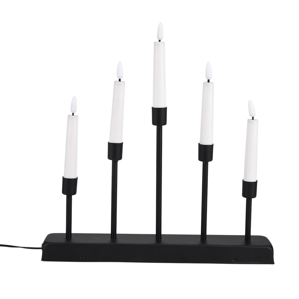 LOWEST EVER PRICE - 5L Warm White LED Candle Light with Iron Stand Candlestick (32 CM) - Black - White