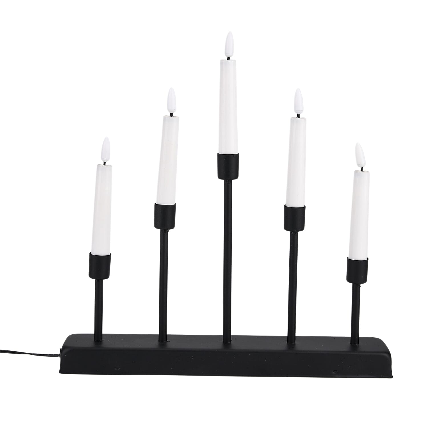 LOWEST EVER PRICE - 5L Warm White LED Candle Light with Iron Stand Candlestick (32 CM) - Black - White