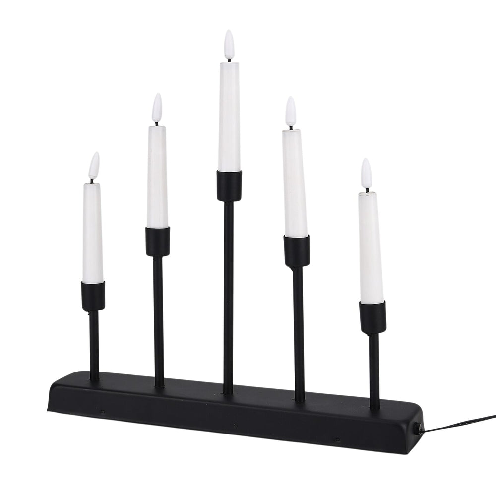 LOWEST EVER PRICE - 5L Warm White LED Candle Light with Iron Stand Candlestick (32 CM) - Black - White