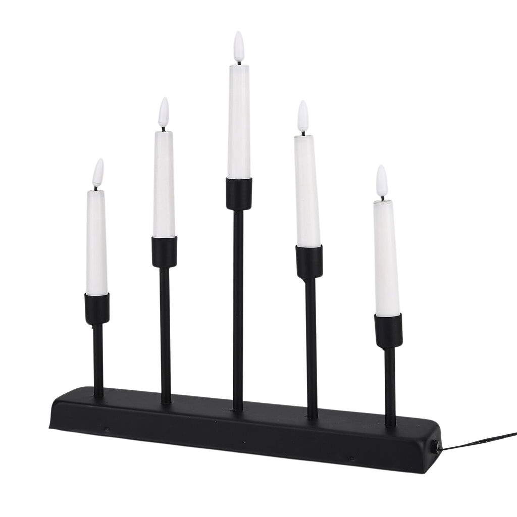 LOWEST EVER PRICE - 5L Warm White LED Candle Light with Iron Stand Candlestick (32 CM) - Black - White
