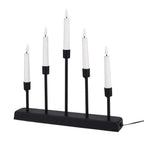 LOWEST EVER PRICE - 5L Warm White LED Candle Light with Iron Stand Candlestick (32 CM) - Black - White