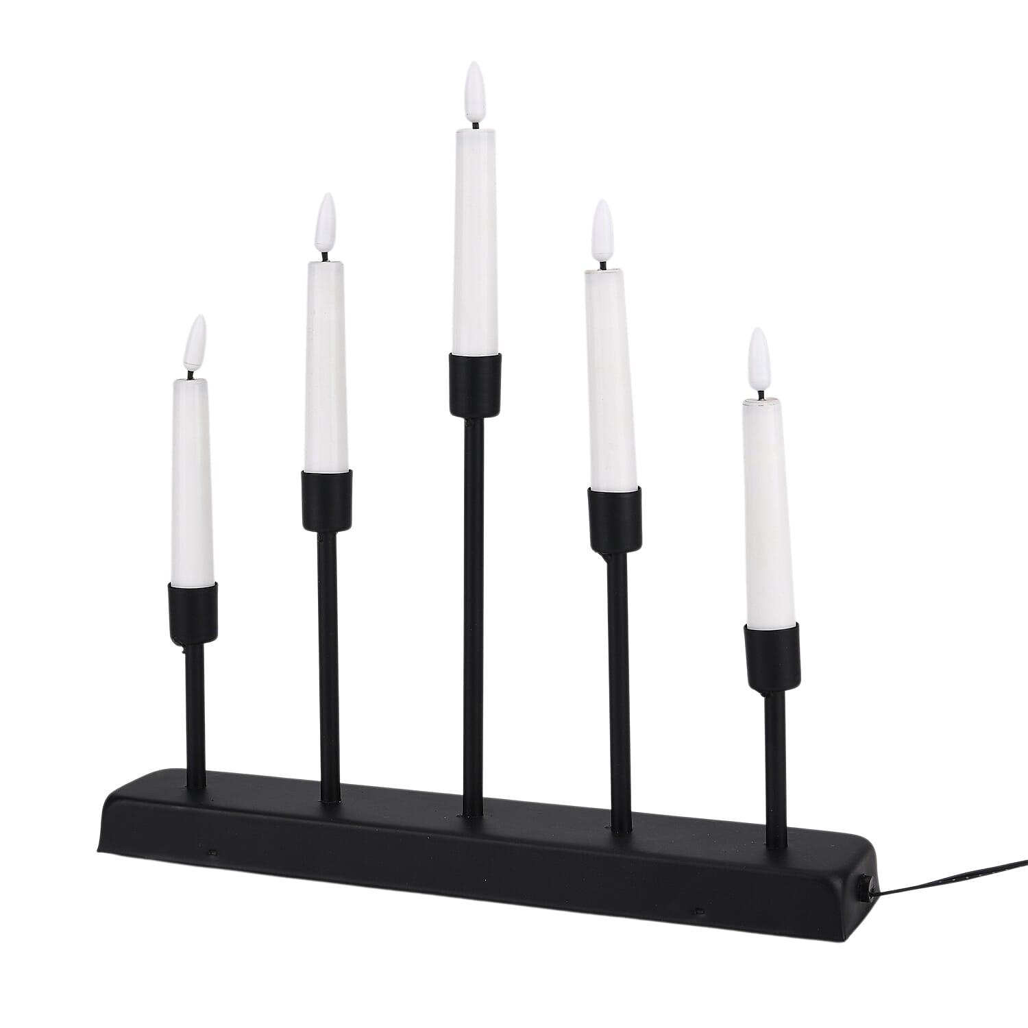 LOWEST EVER PRICE - 5L Warm White LED Candle Light with Iron Stand Candlestick (32 CM) - Black - White