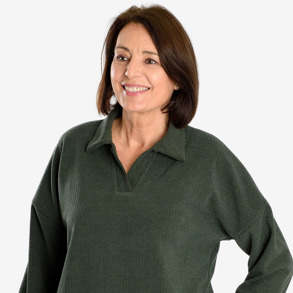 New Collection Corduroy Blouse (One Size) - Khaki
