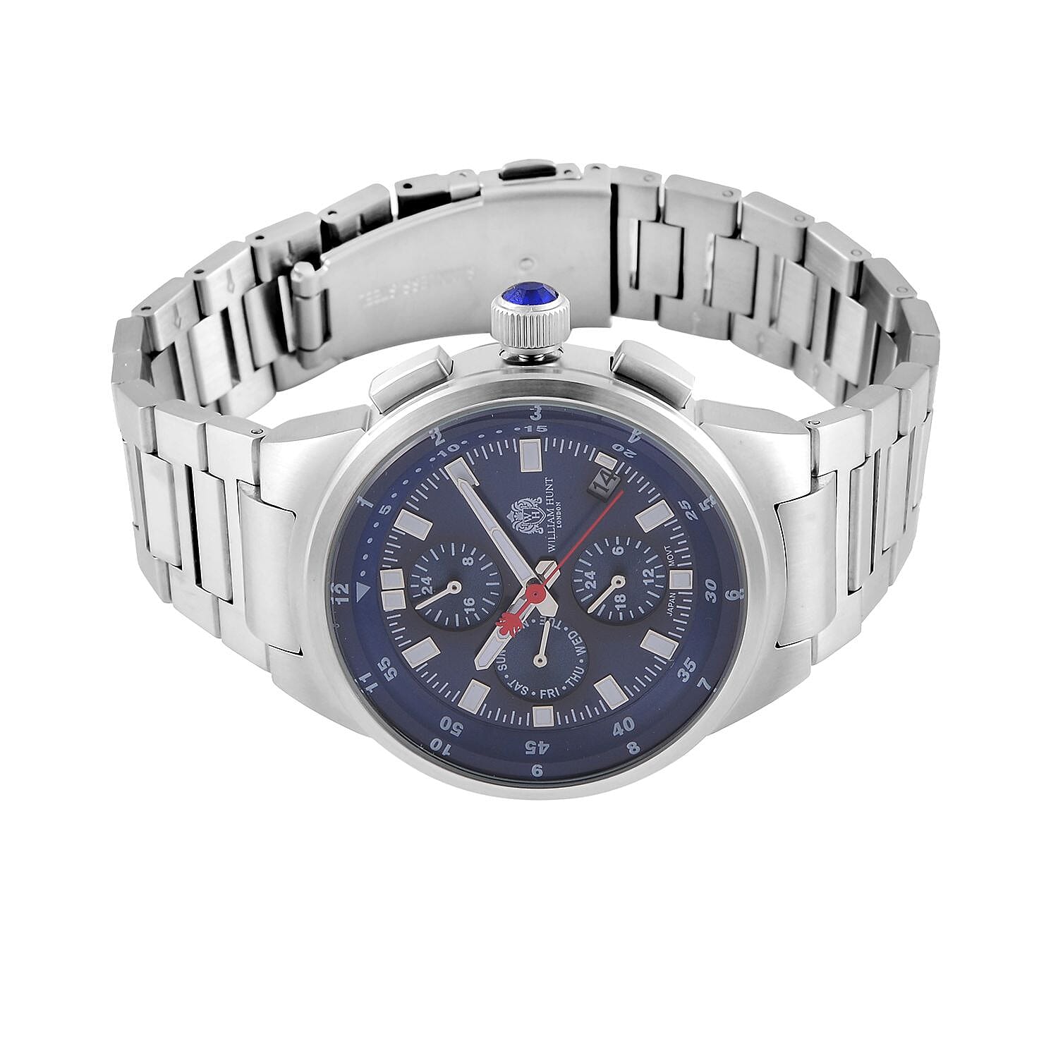 William Hunt Blue Dial 5 ATM Water Resistant Watch With Presentation Box