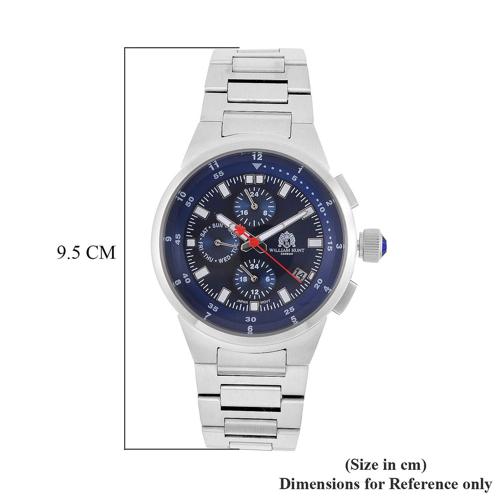 William Hunt Blue Dial 5 ATM Water Resistant Watch With Presentation Box