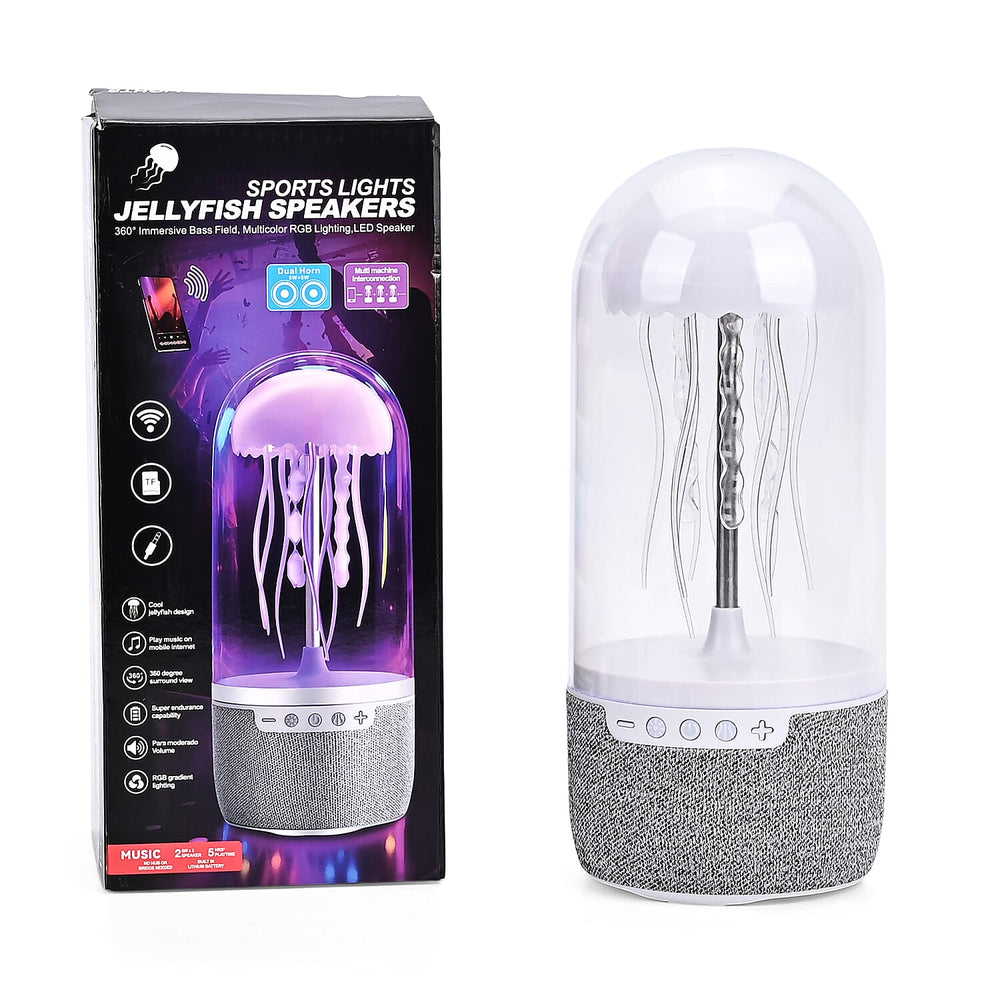 Stylish Jellyfish Bluetooth Speaker - White, RGB Light, V5.2, 1500mAh Battery, 3W Sound