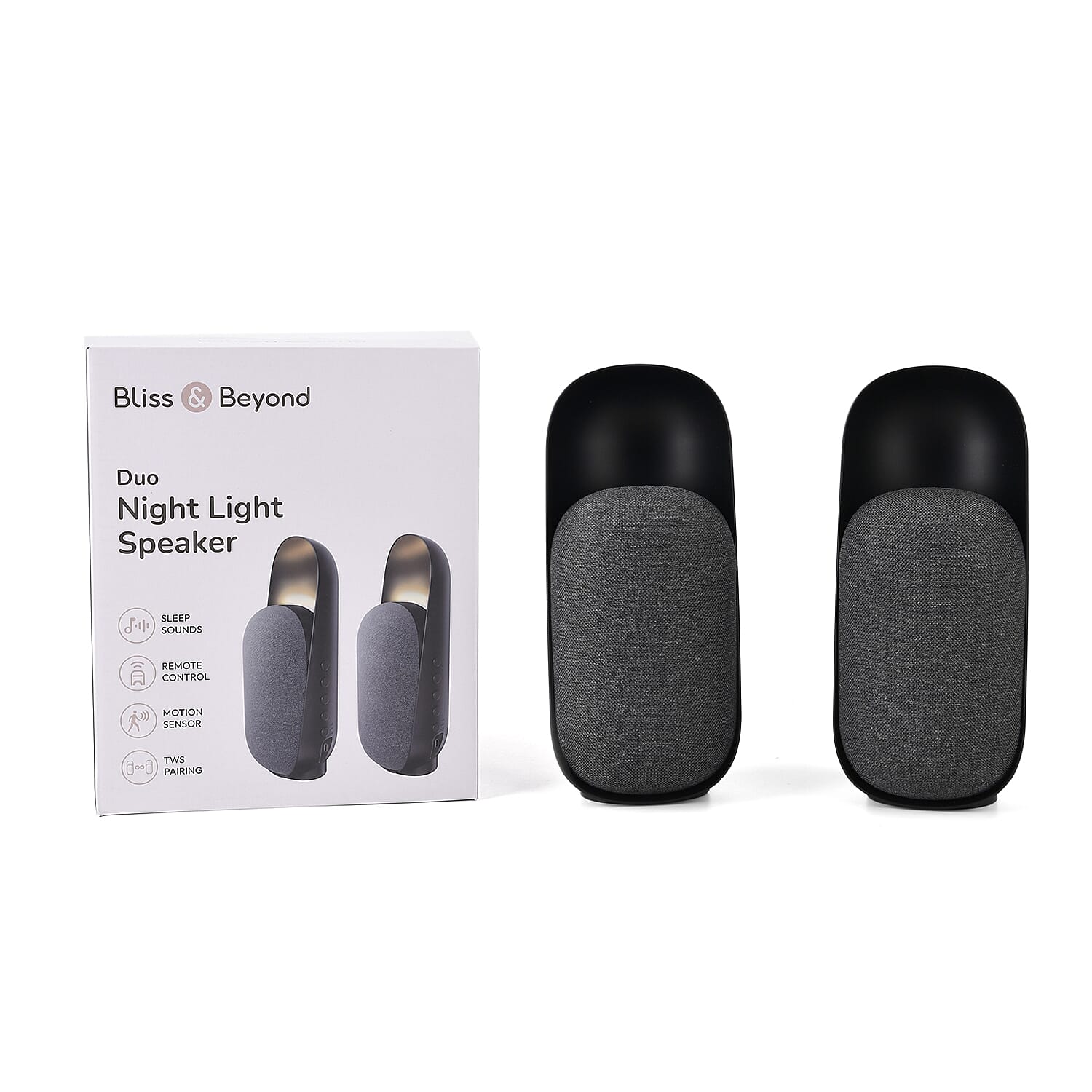 Bliss - Beyond 5-in-1 Smart Bluetooth Speaker - Night Light - 15W High-Power, Microwave Human Motion Sensor - 10 Sleep Sounds - Black