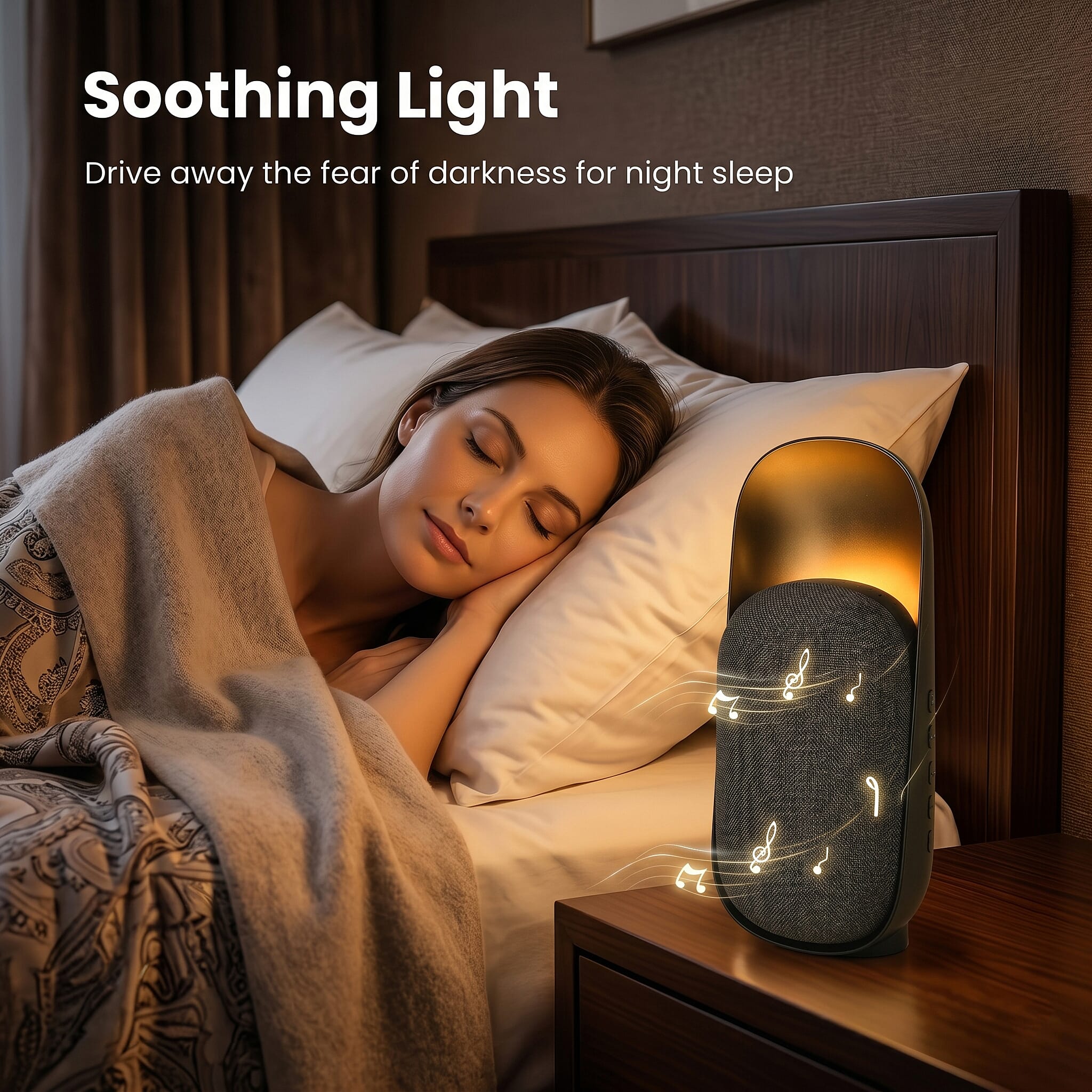 Bliss - Beyond 5-in-1 Smart Bluetooth Speaker - Night Light - 15W High-Power, Microwave Human Motion Sensor - 10 Sleep Sounds - Black