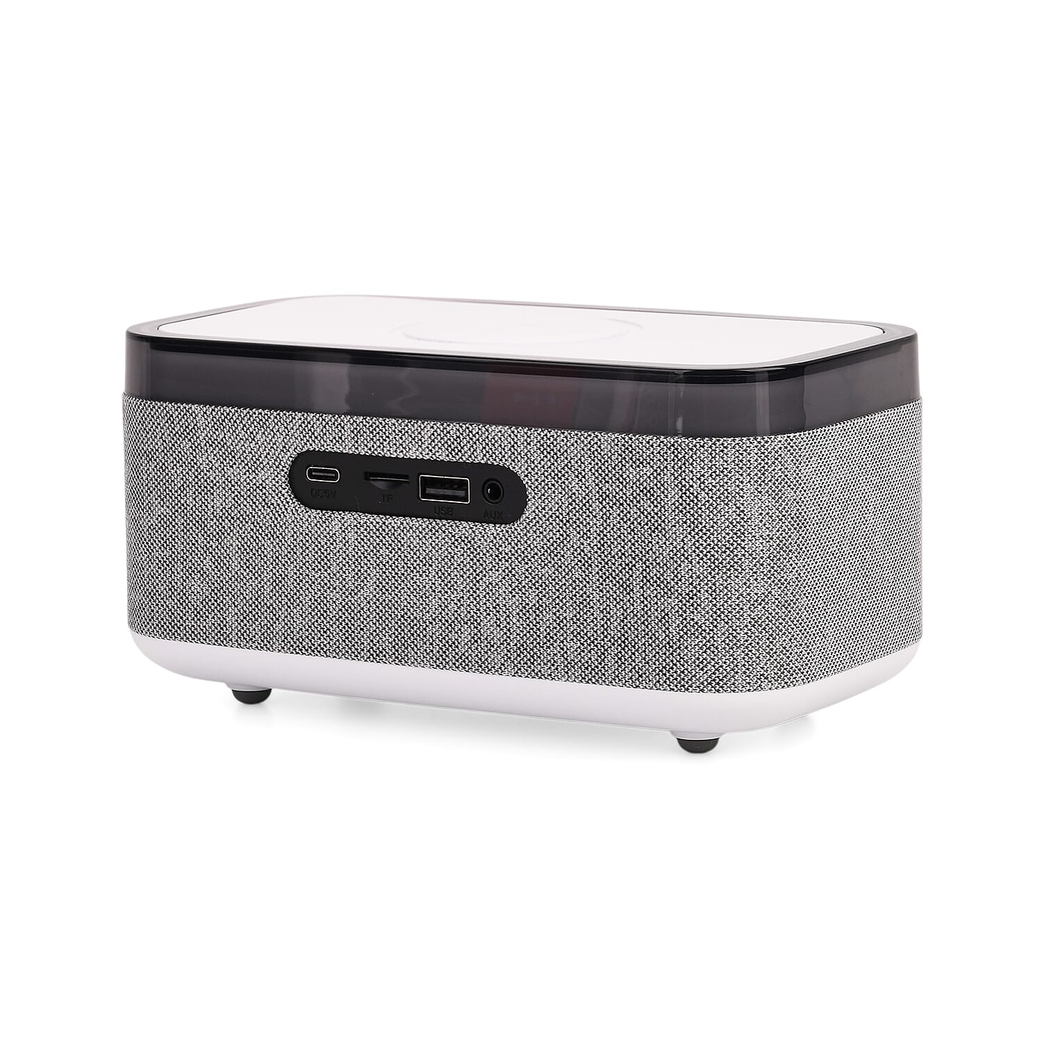 Wireless Charging Bluetooth Speaker with Alarm Clock & White Noise - White