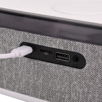 Wireless Charging Bluetooth Speaker with Alarm Clock & White Noise - White