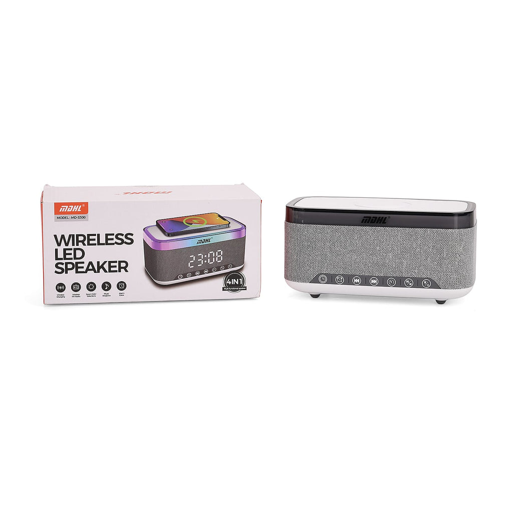 Wireless Charging Bluetooth Speaker with Alarm Clock & White Noise - White