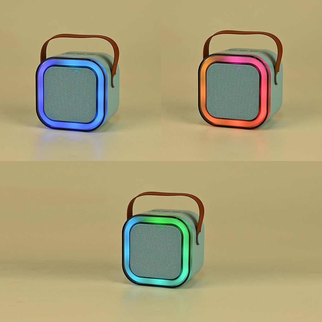 Karaoke Bluetooth Speaker with 2xMicrophones & RGB color changing light  - Blue