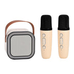 Mini Karaoke Speaker with 2 Wireless Microphones - RGB Color Changing Light - Cream