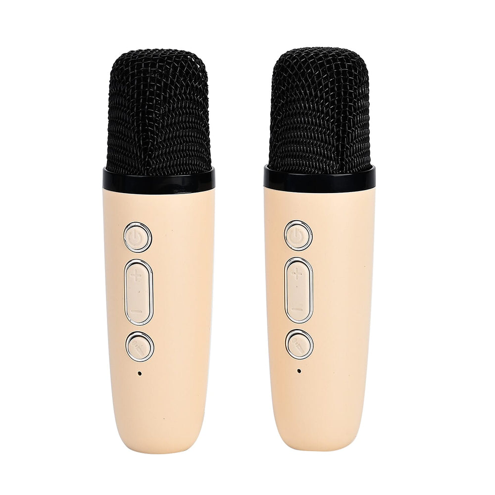 Mini Karaoke Speaker with 2 Wireless Microphones - RGB Color Changing Light - Cream