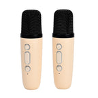 Mini Karaoke Speaker with 2 Wireless Microphones - RGB Color Changing Light - Cream