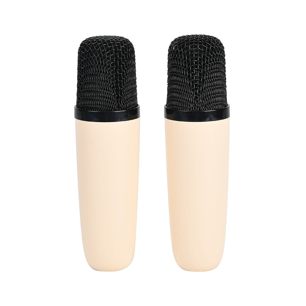 Mini Karaoke Speaker with 2 Wireless Microphones - RGB Color Changing Light - Cream