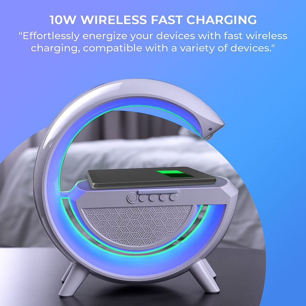 Bluetooth Speaker Table Lamp with 15W Wireless Fast Charging, Multi Light Modes - 1200 mAh Rechargeable Battery, (Output Power 5W)