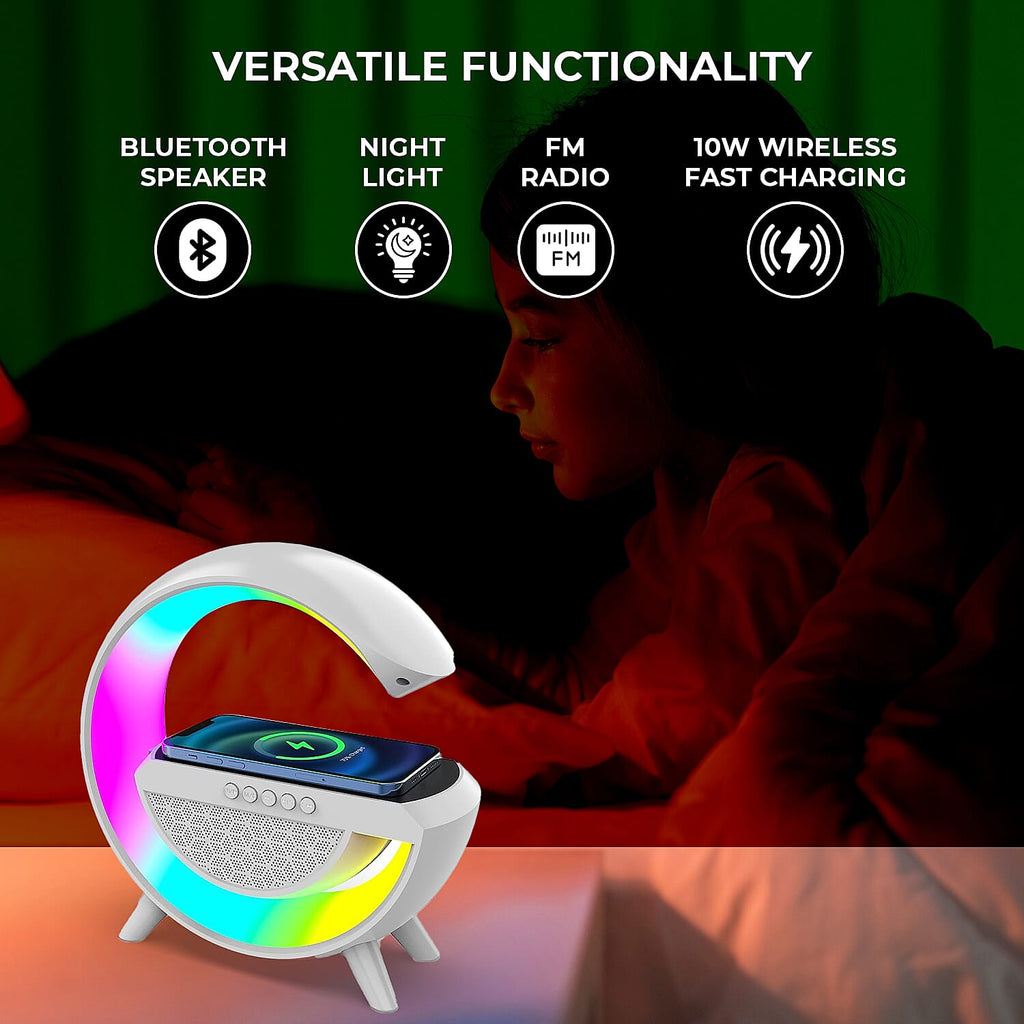 Bluetooth Speaker Table Lamp with 15W Wireless Fast Charging, Multi Li ...
