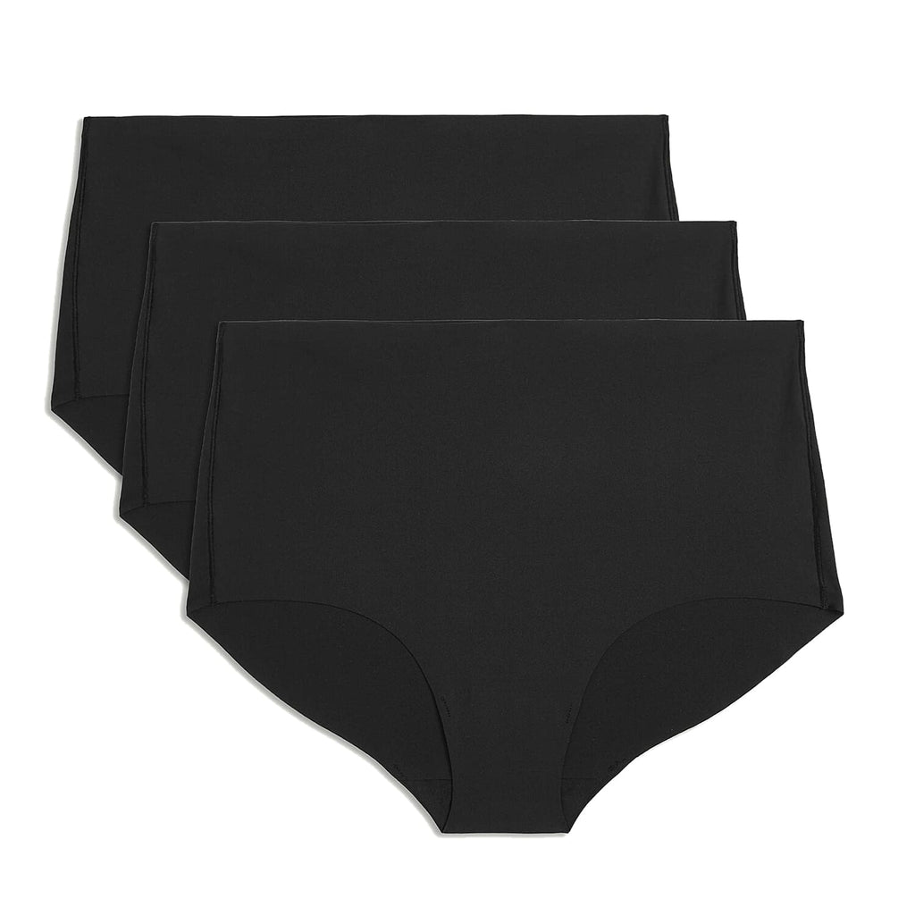 Bodyfit Womens Pack Of 3 No VPL High Rise Knicker Briefs (Size M) - Black