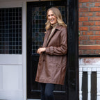 Bolongaro Trevor 100% Longline Leather Jacket (Size XXL, 22- 24) - Chocolate