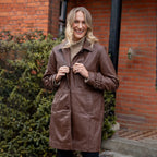 Bolongaro Trevor 100% Longline Leather Jacket (Size XXL, 22- 24) - Chocolate
