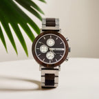 Botanica Coleus Sandalwood Wood and Stainless Steel Watch - Black and Grey