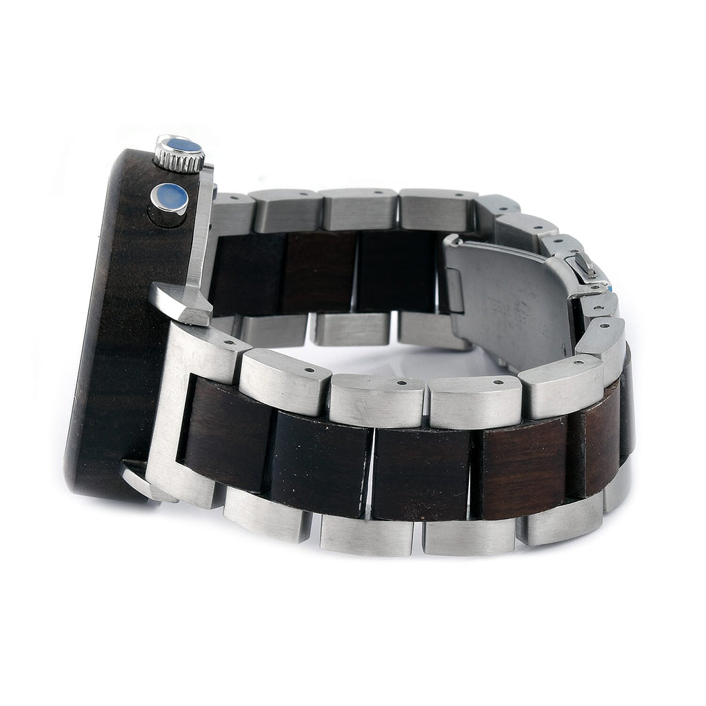 Botanica Coleus Sandalwood Wood and Stainless Steel Watch - Black and Grey