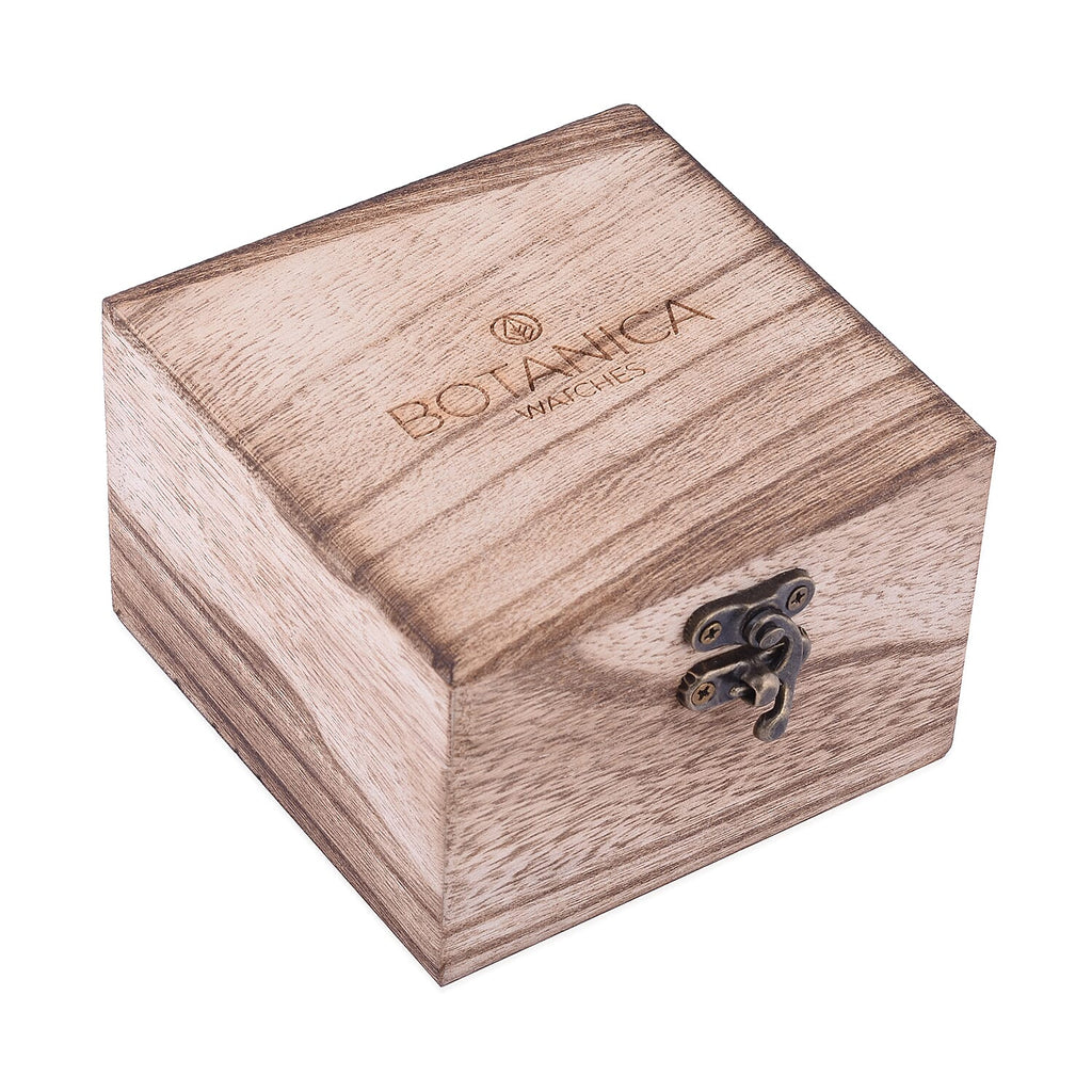 Botanica Dahlia Zebrano Wood Miyota Movement Watch - Black and Brown