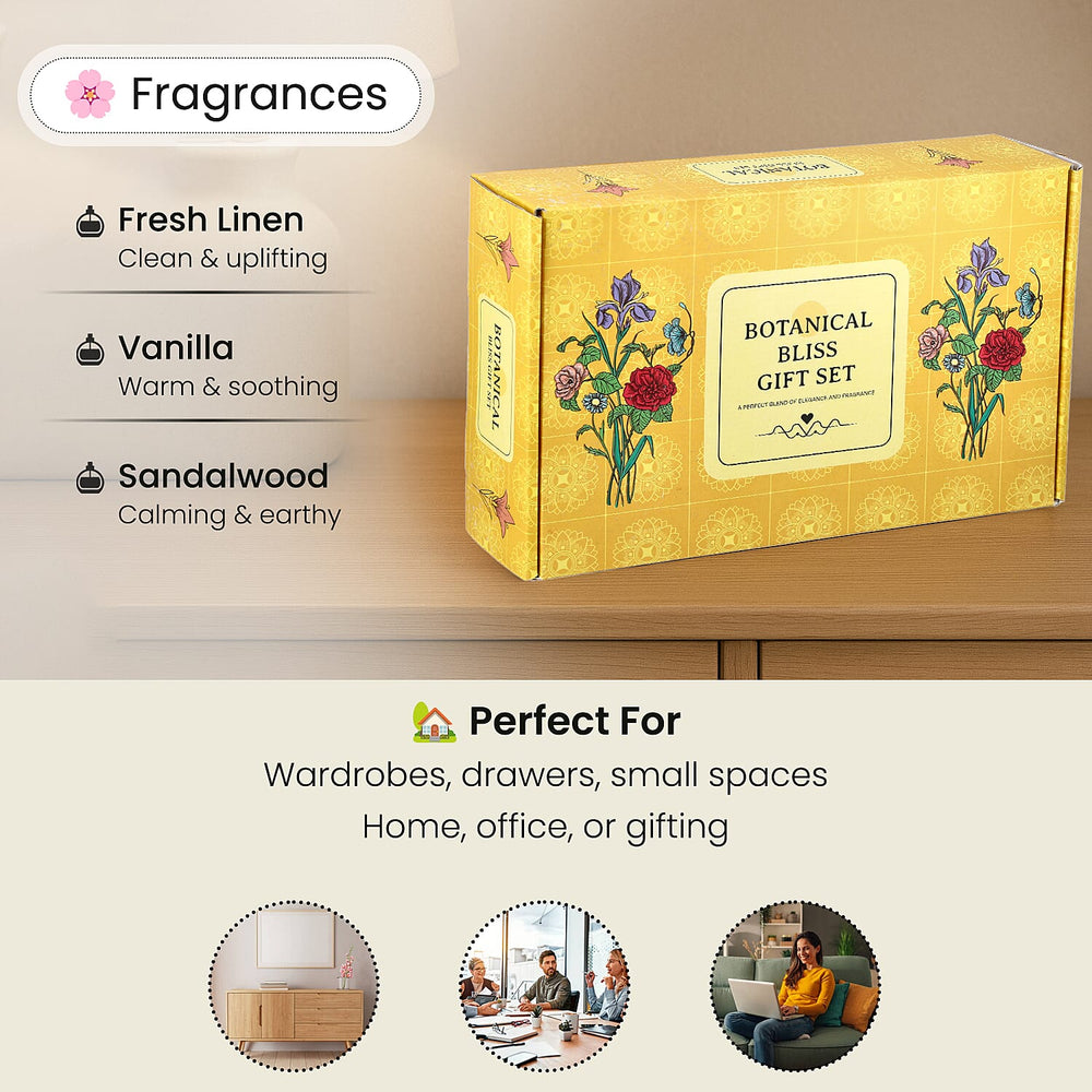 Aroma Therapy Gift Combo- 3 Pack Reed Diffusers (50ml) & Fragrance Sachets (20gm)
