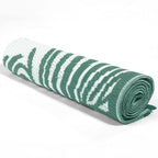 Botanical Style Green Rug with White Tropical Leaf Pattern Indoor-Outdoor Rug (Size 180x120cm)