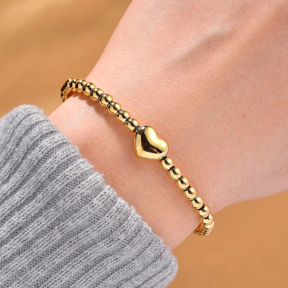 Designer Closeout Heart Bracelet (Size - 7.5 with Ext) in Yellow Gold Tone