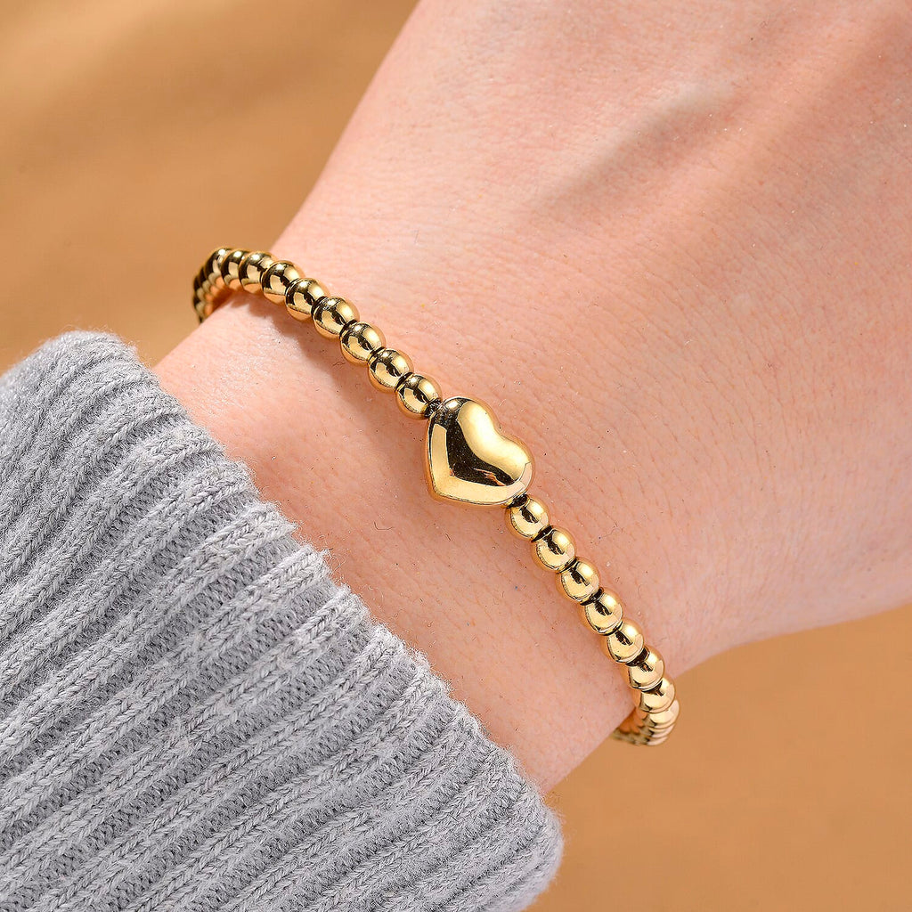 Designer Closeout Heart Bracelet (Size - 7.5 with Ext) in Yellow Gold Tone