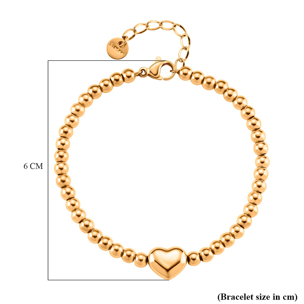 Designer Closeout Heart Bracelet (Size - 7.5 with Ext) in Yellow Gold Tone