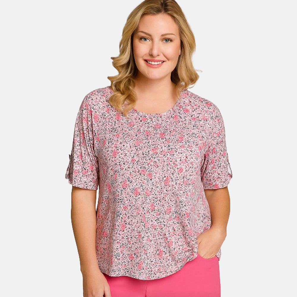 Brand New - Anamor Ditsy Round Neck Knitted Top (Size - L) - Pink