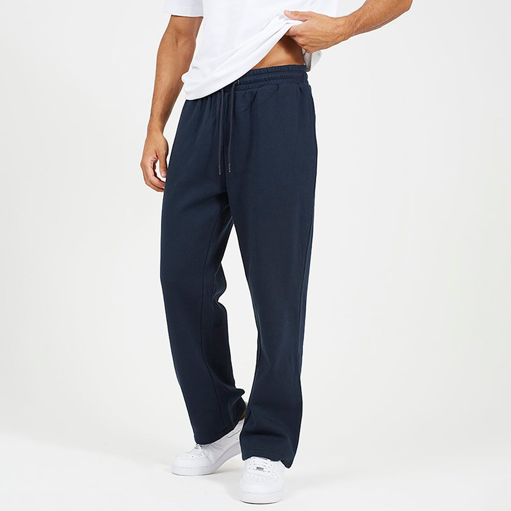 Brave Soul Cotton Mens Wide Leg Trousers (Size L) - Navy