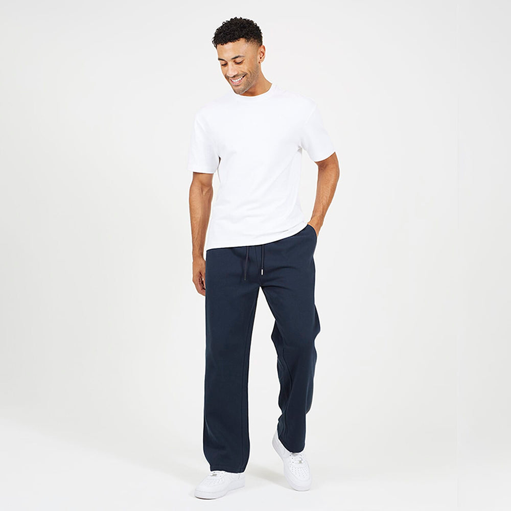 Brave Soul Cotton Mens Wide Leg Trousers (Size L) - Navy