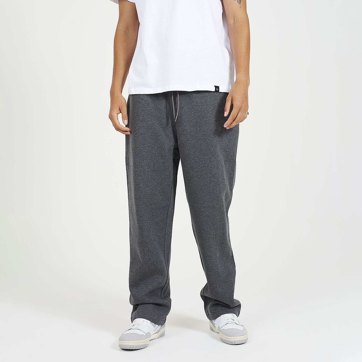 Brave Soul Cotton Mens Wide Leg Trousers (Size M) - Dark Charcoal