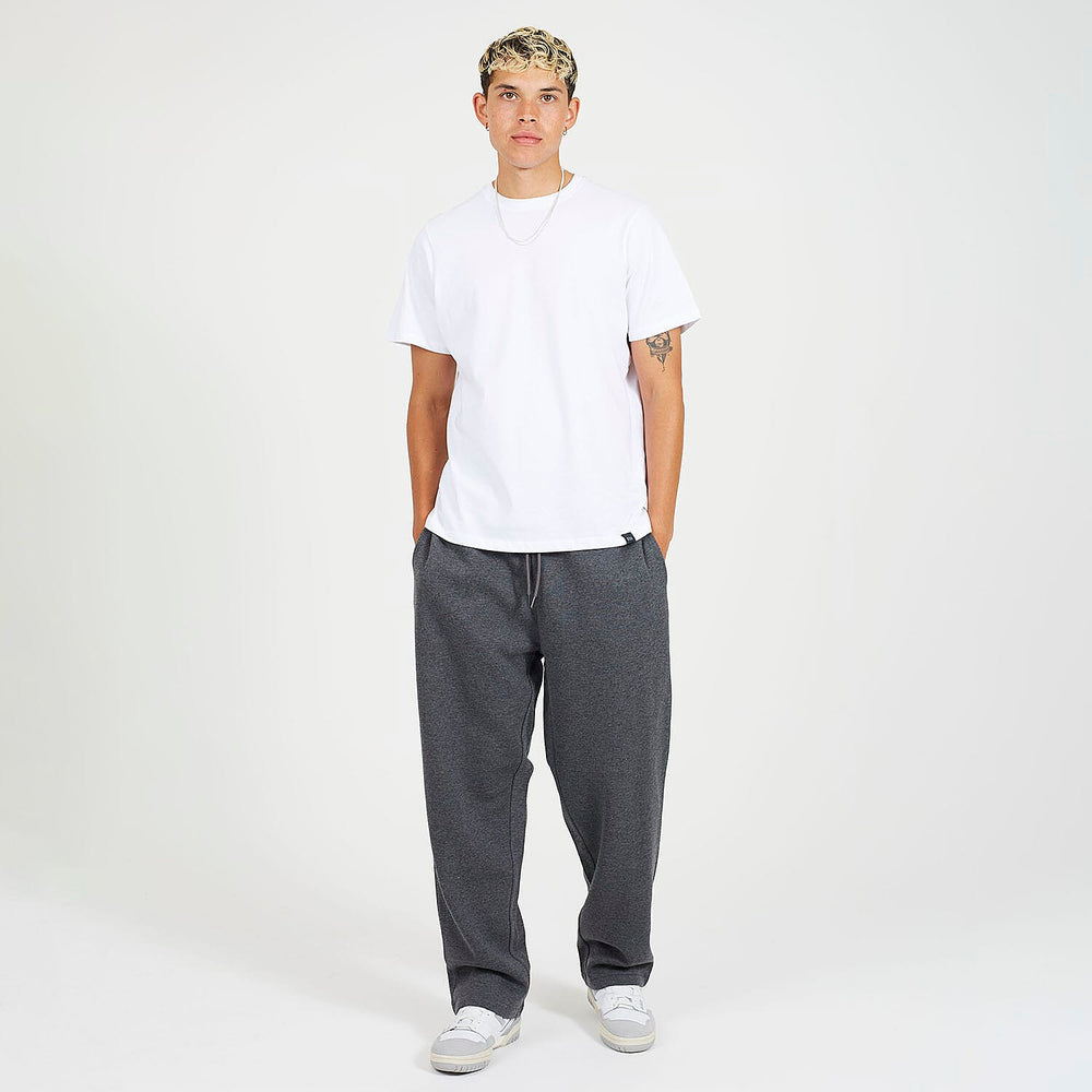 Brave Soul Cotton Mens Wide Leg Trousers (Size M) - Dark Charcoal