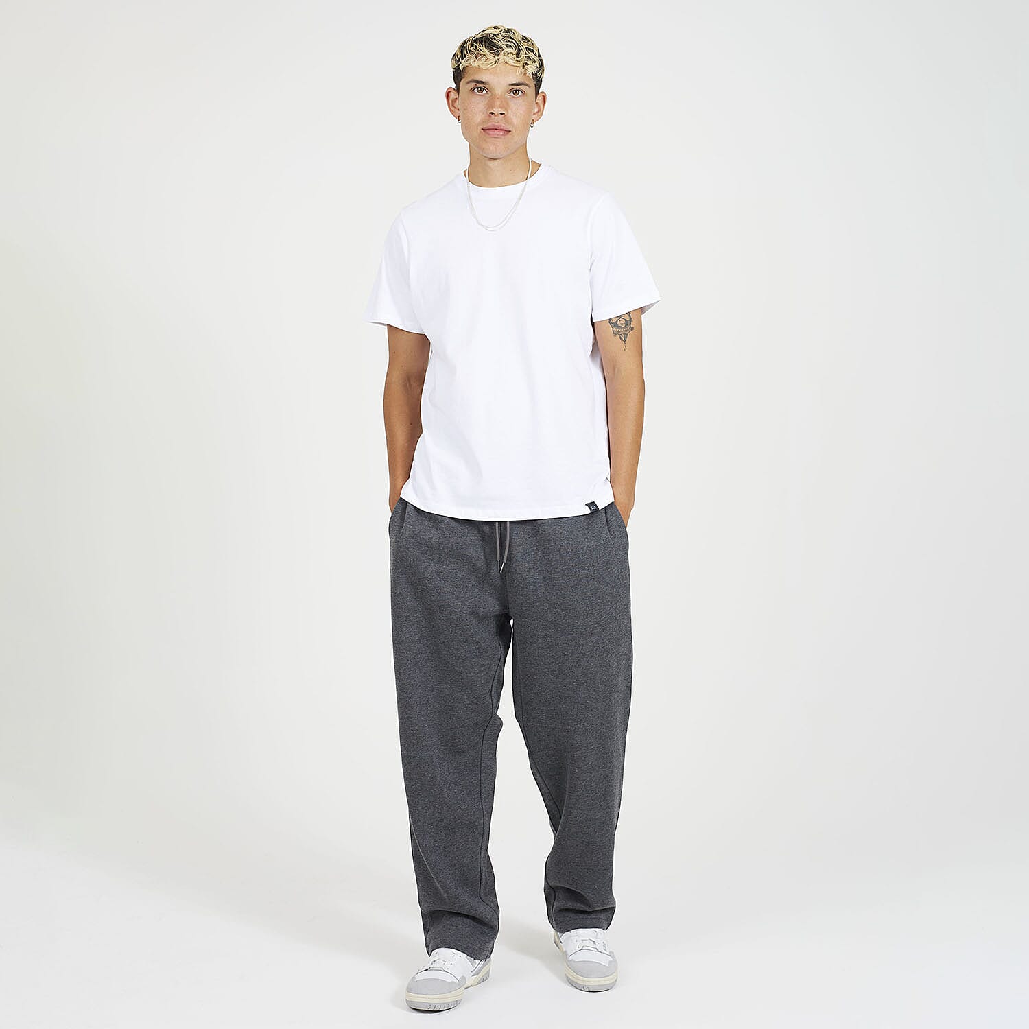 Brave Soul Cotton Mens Wide Leg Trousers (Size M) - Dark Charcoal