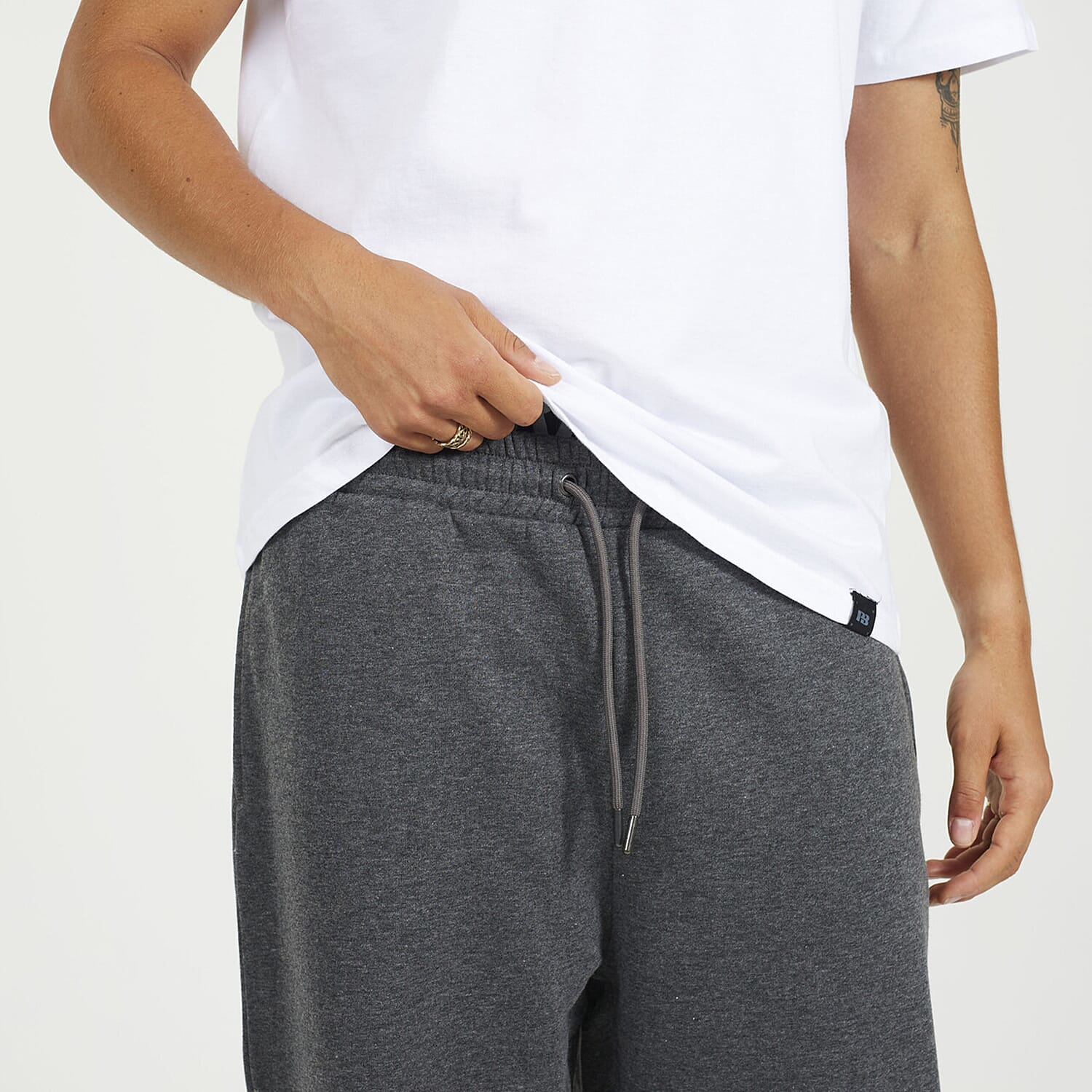 Brave Soul Cotton Mens Wide Leg Trousers (Size M) - Dark Charcoal