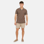 Brave Soul Mens Cotton Open Collar Polo T-Shirt (Size S) - Taupe