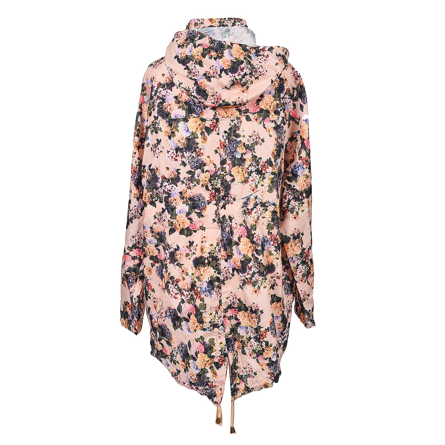 Brave Soul Floral Pattern Water Resistant Hooded Rain Jackets (Size 18) - Light Pink