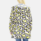 Brave Soul Leopard Pattern Water Resistant Hooded Rain Mac (Size 22) - Pink with Yellow & Black